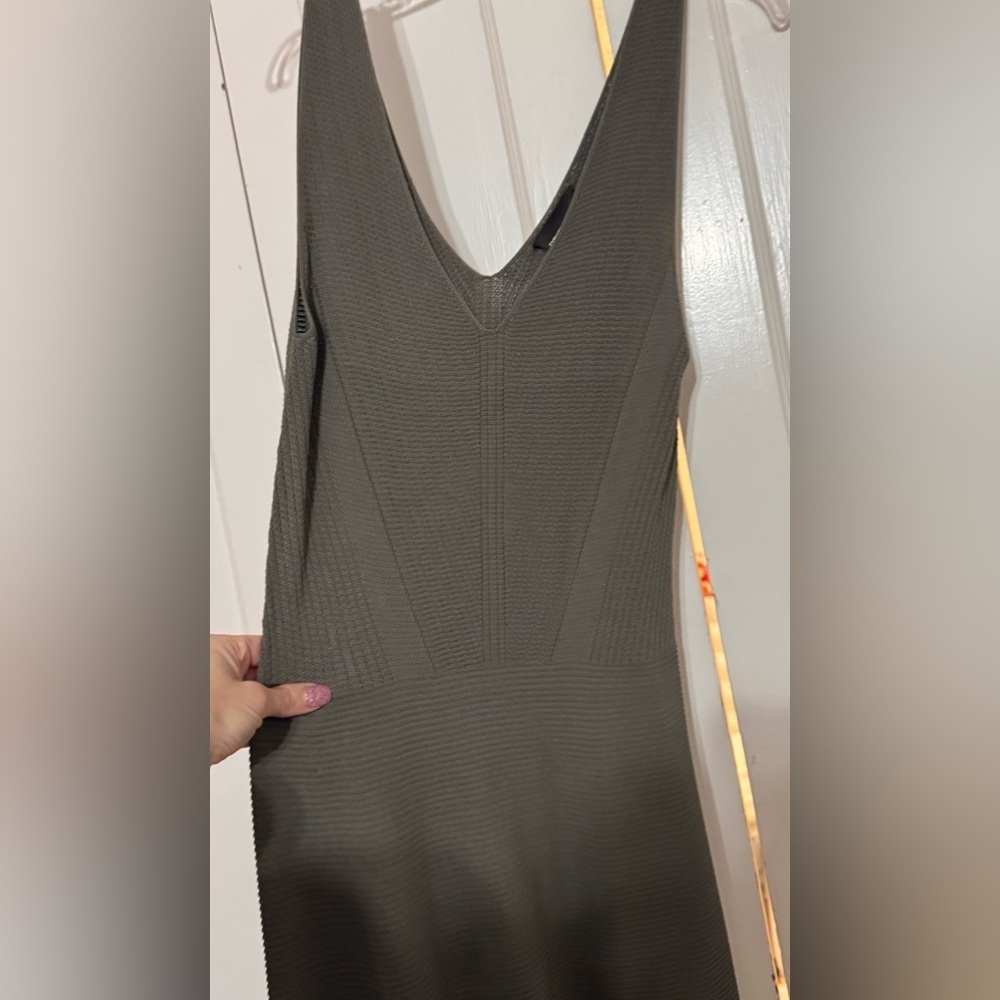 Emporio Armani Seamless Ottoman Maxi Dress In Olive Green - Picture 5 of 7